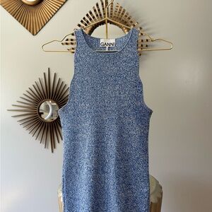 GANNI - Blue Daphne Knit Sleeveless Top
